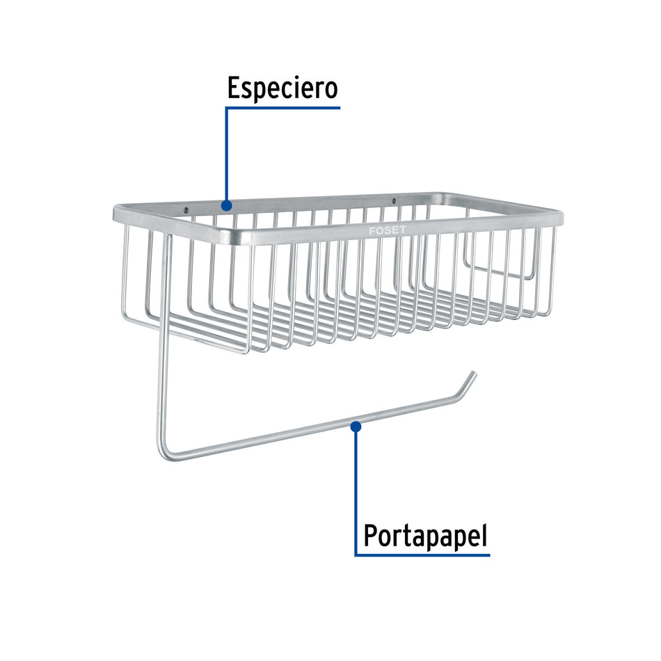 Portarrollo y especiero en cromo para cocina, FOSET RIVIERA