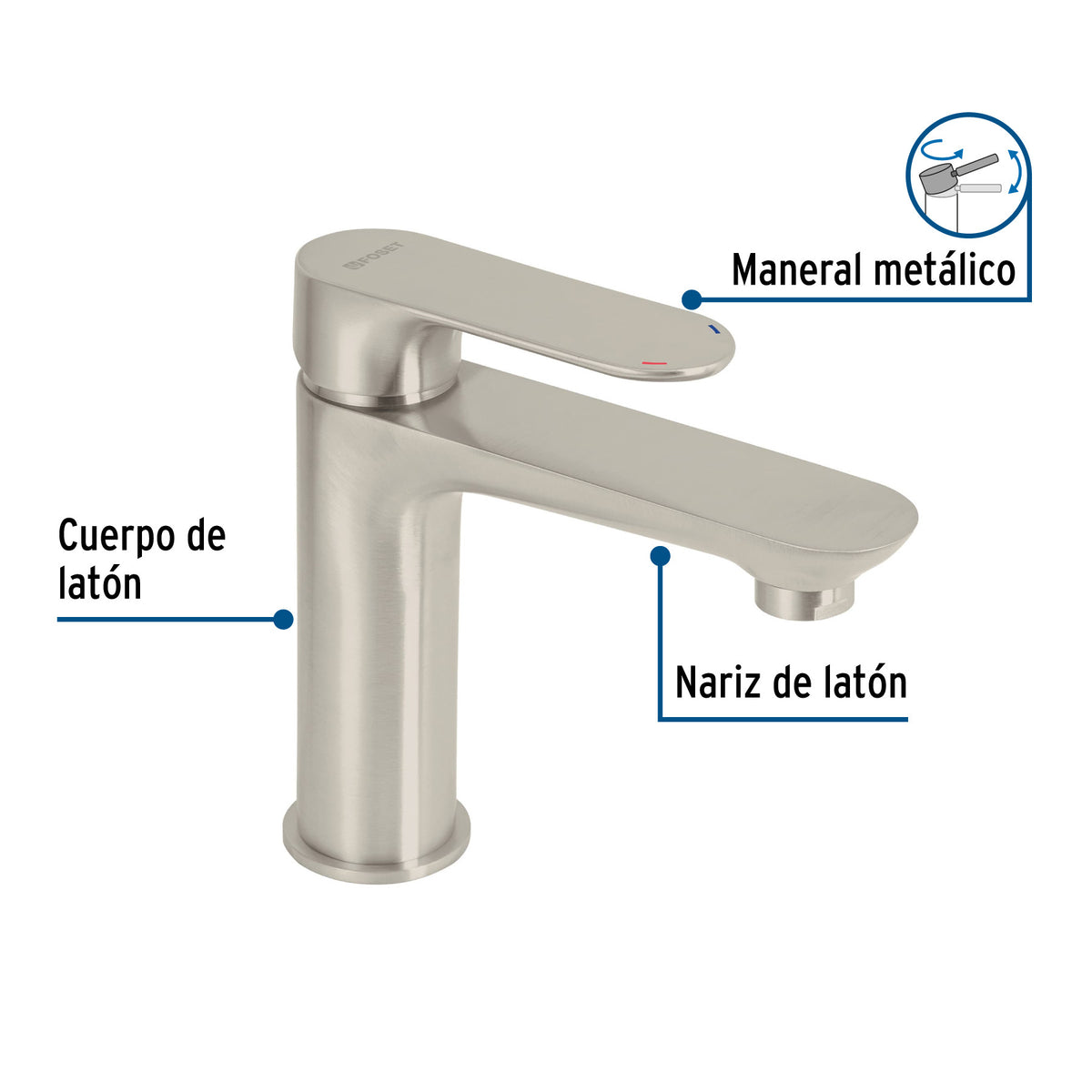 Monomando corto para lavabo satin FOSET RIVIERA