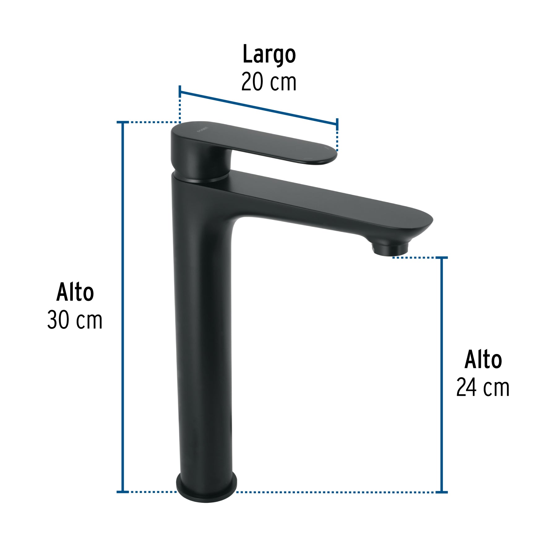 Monomando alto para lavabo, negro, FOSET RIVIERA