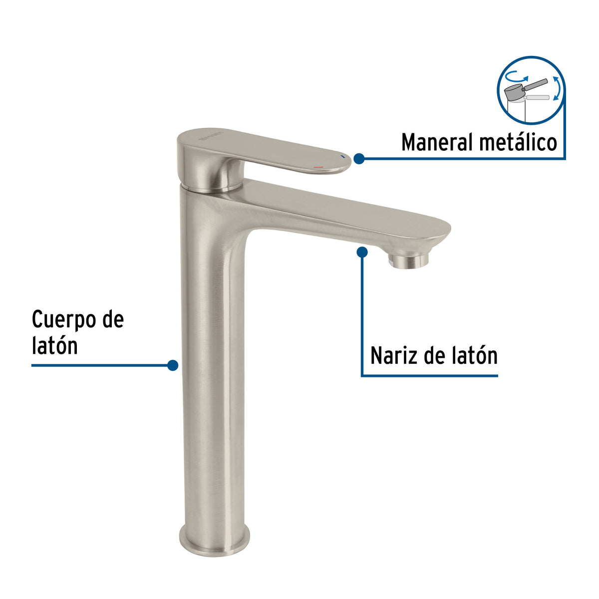 Monomando alto para lavabo satin FOSET RIVIERA