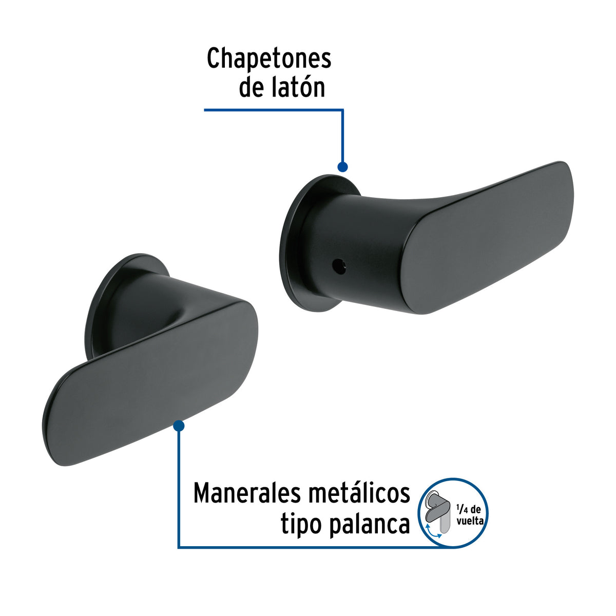 Juego manerales palanca para regadera, negro, FOSET RIVIERA