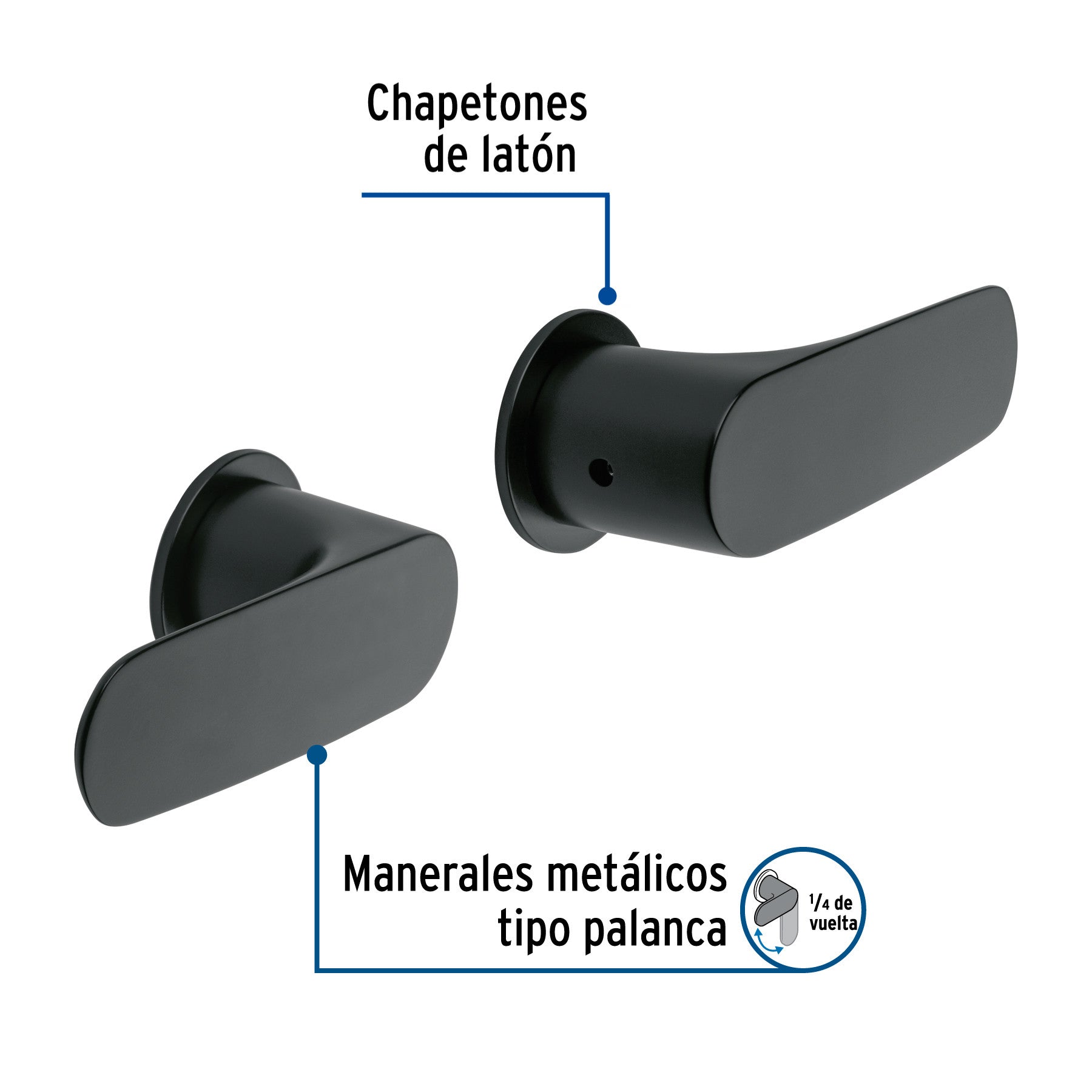 Juego manerales palanca para regadera, negro, FOSET RIVIERA