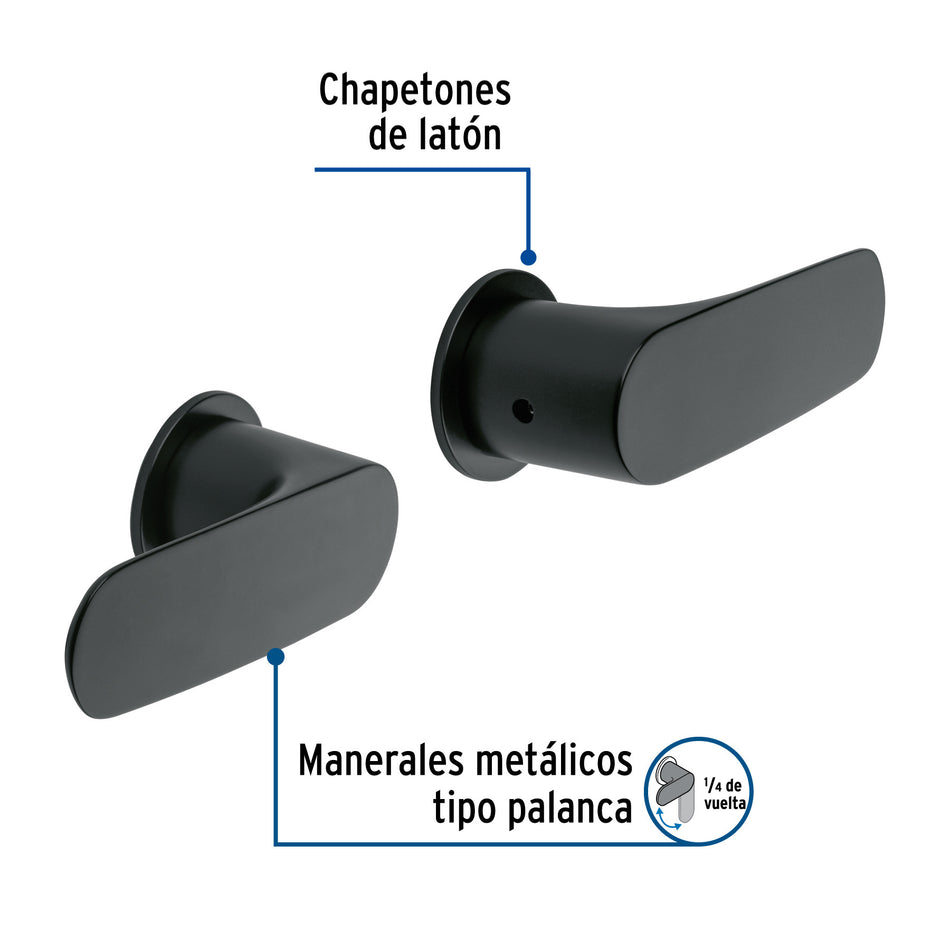 Juego manerales palanca para regadera, negro, FOSET RIVIERA