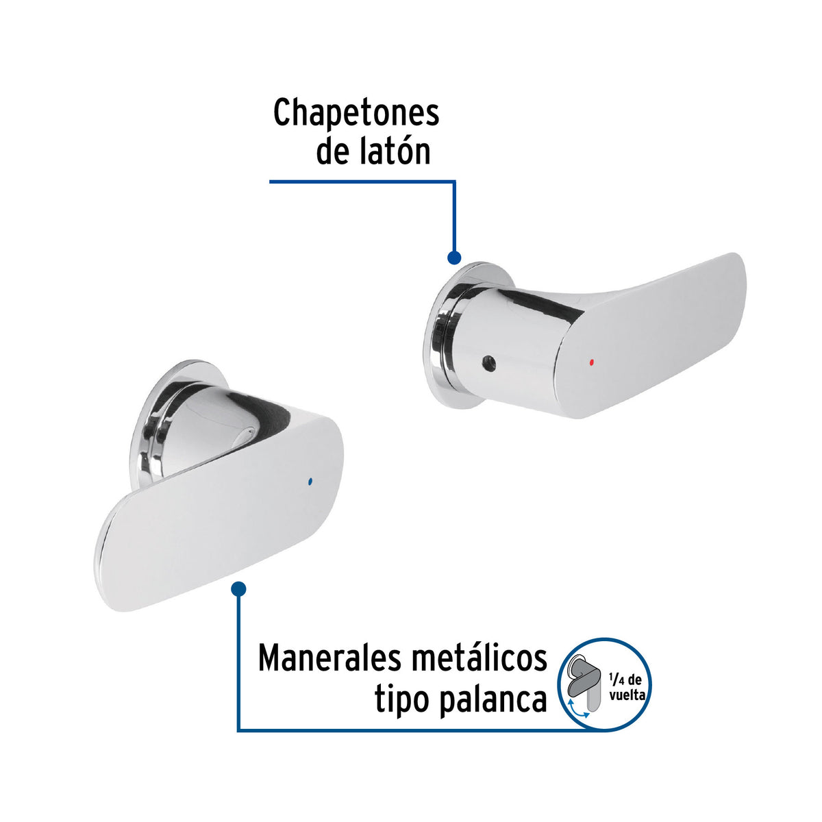 Juego manerales palanca para regadera cromo RIVIERA