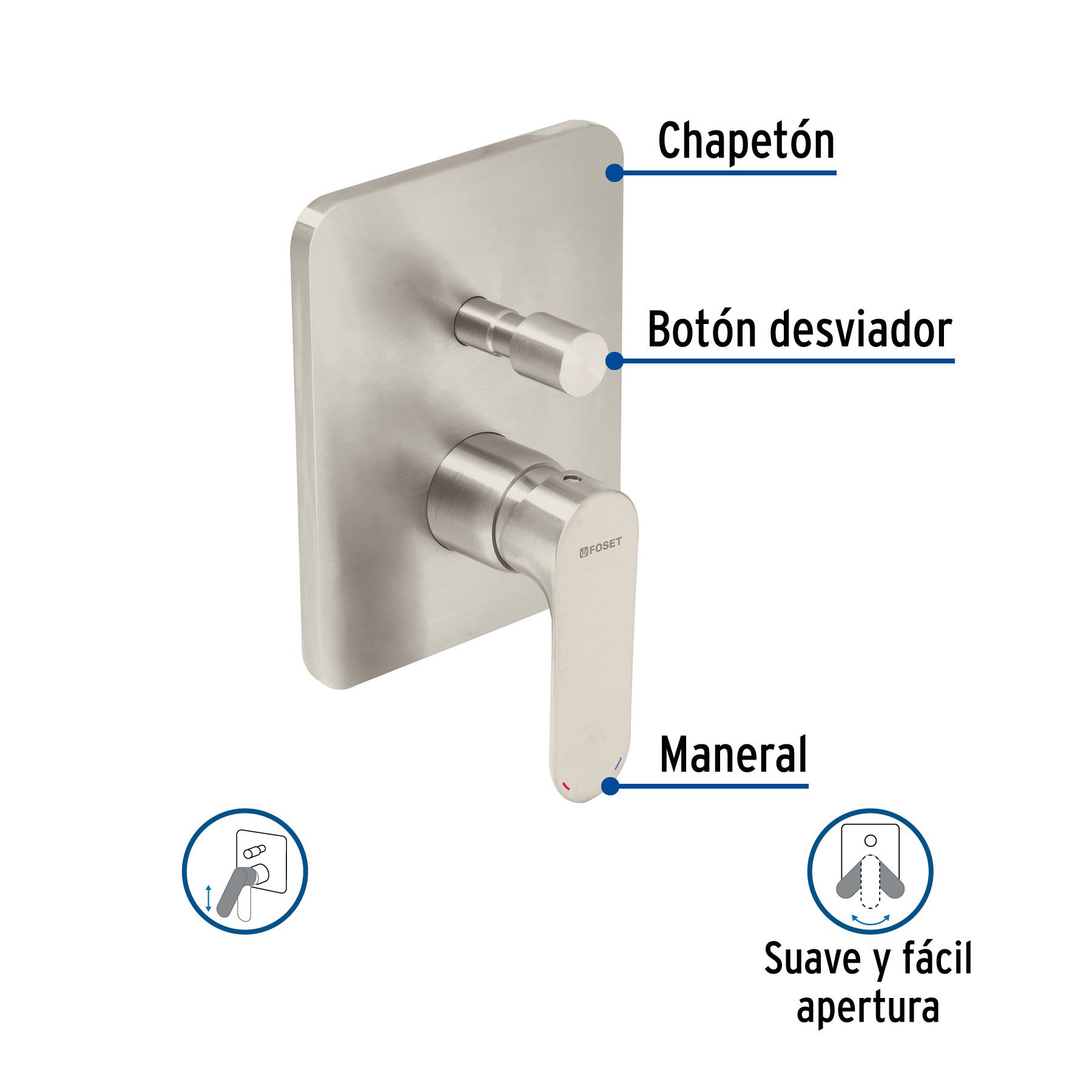 Monomando para regadera con desviador satin RIVIERA