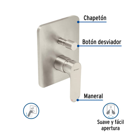 Monomando para regadera con desviador satin RIVIERA