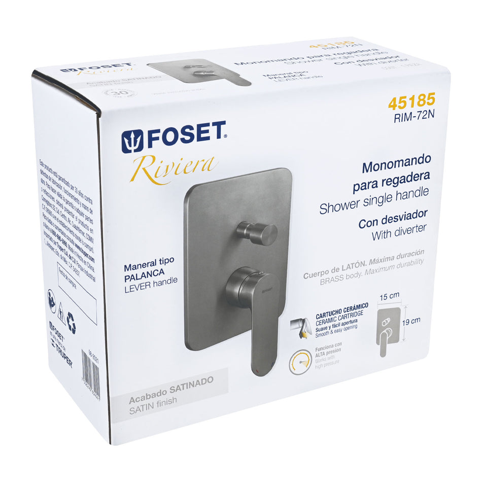 Monomando para regadera con desviador satin RIVIERA