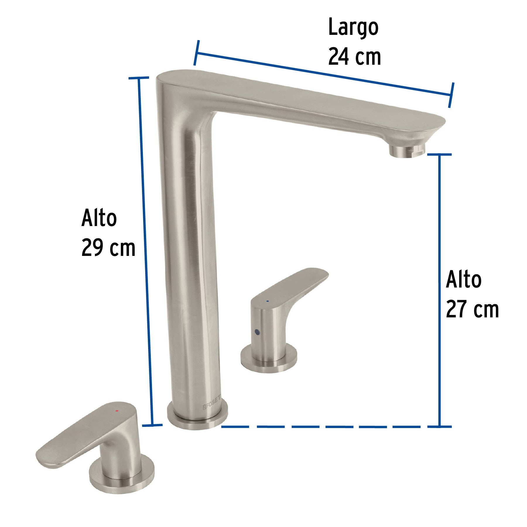 Mezcladora cuello alto para fregadero satin FOSET RIVIERA