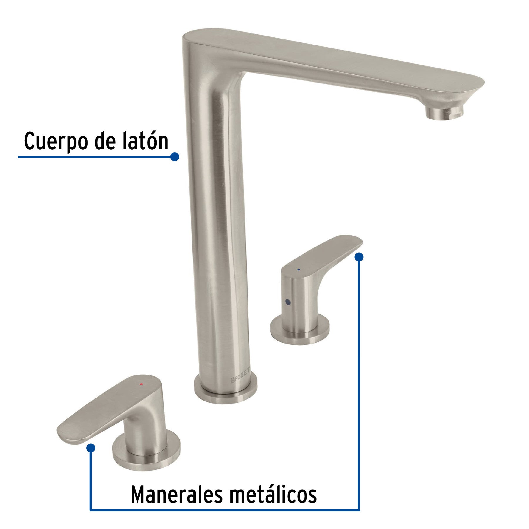 Mezcladora cuello alto para fregadero satin FOSET RIVIERA