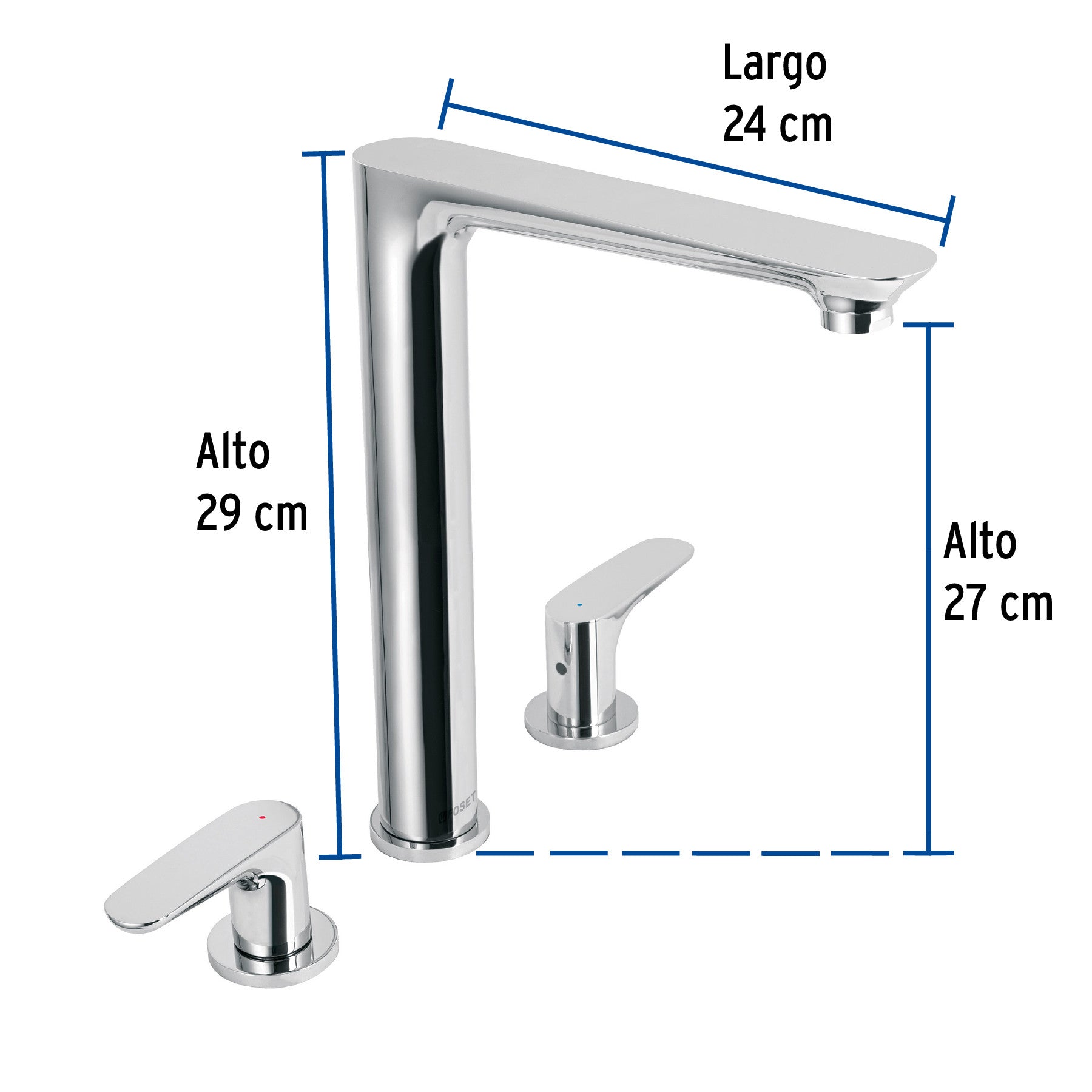Mezcladora cuello alto para fregadero cromo FOSET RIVIERA