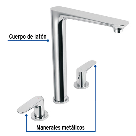 Mezcladora cuello alto para fregadero cromo FOSET RIVIERA