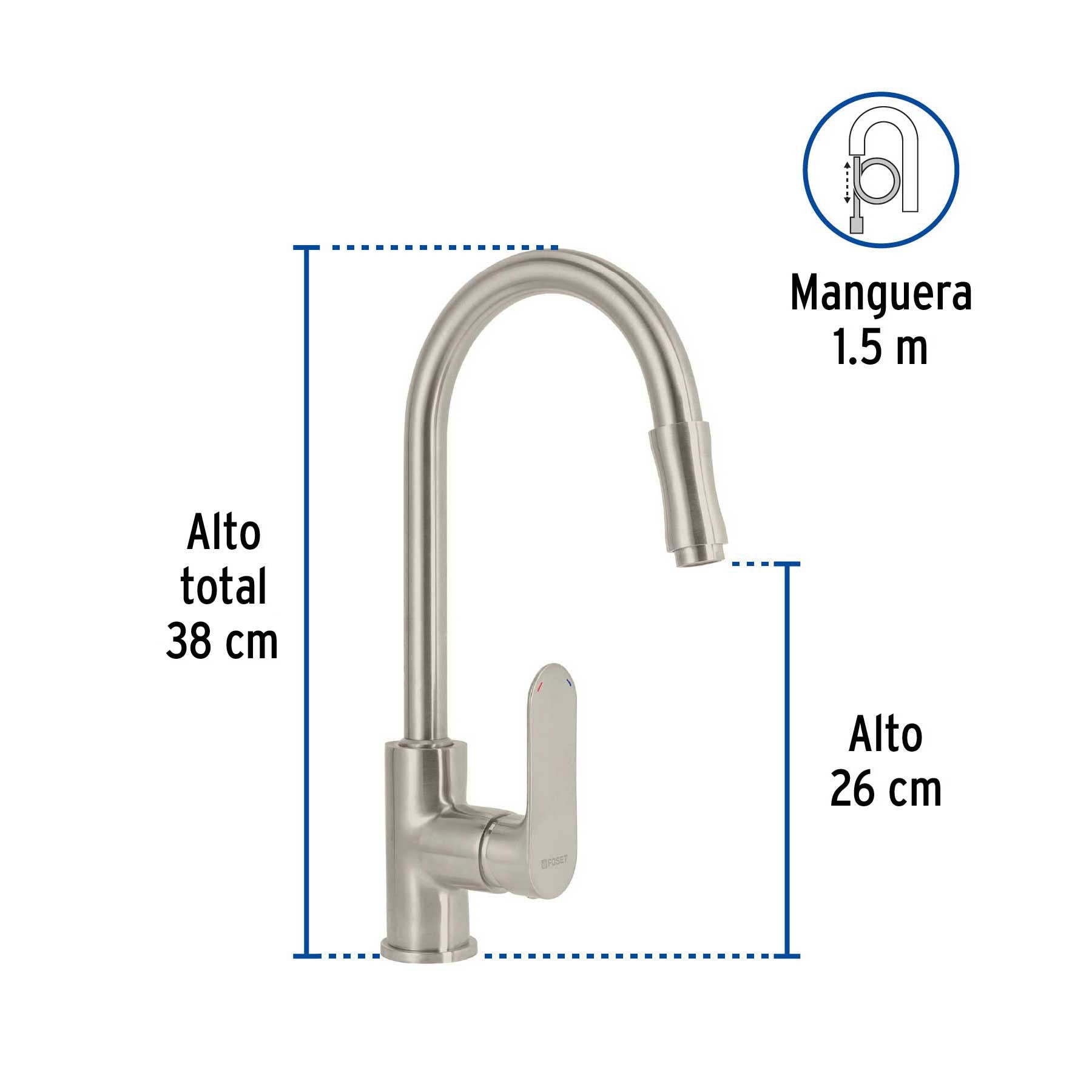 Monomando retractil para fregadero satin FOSET RIVIERA
