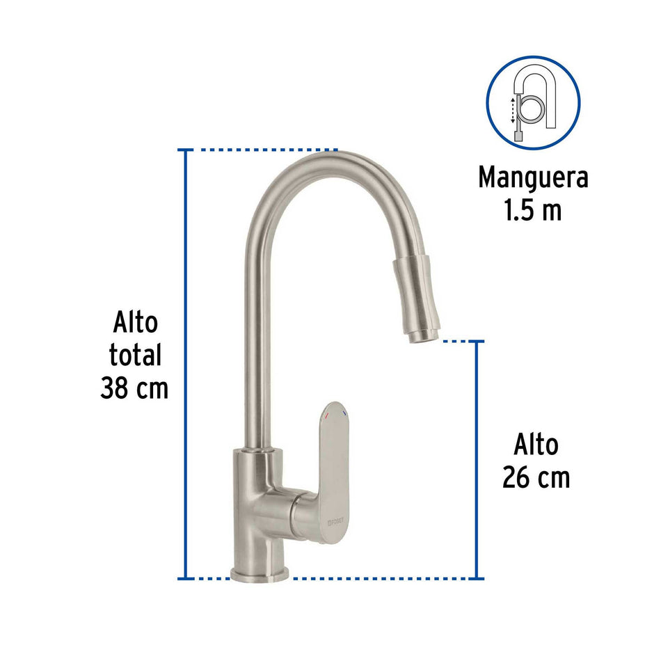 Monomando retractil para fregadero satin FOSET RIVIERA