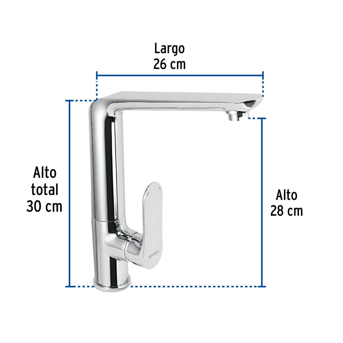 Monomando cuello alto para fregadero cromo FOSET RIVIERA