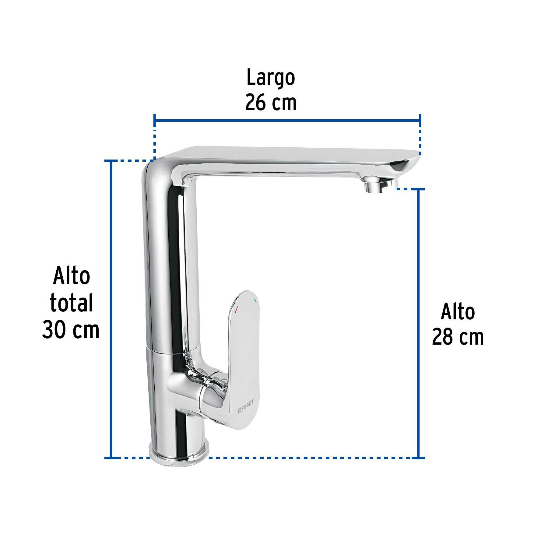 Monomando cuello alto para fregadero cromo FOSET RIVIERA
