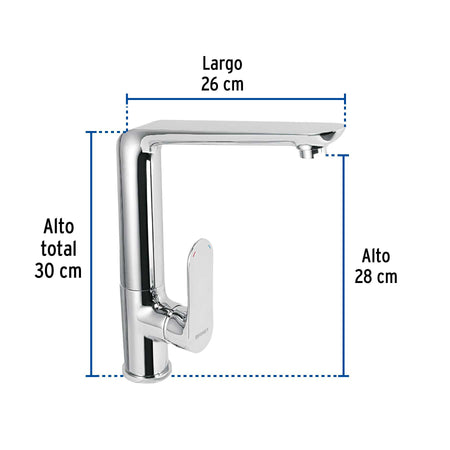 Monomando cuello alto para fregadero cromo FOSET RIVIERA