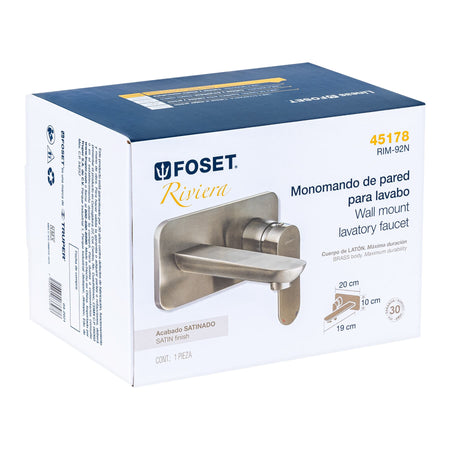Monomando a pared para lavabo satin FOSET RIVIERA