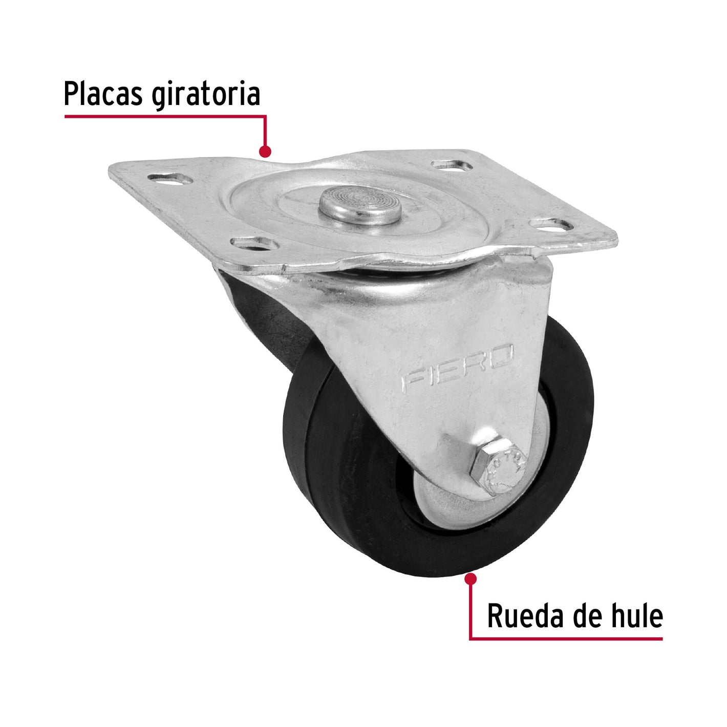 Rodaja hule 3', placa giratoria c/balero, carga 60kg, FIERO 3', 60kg