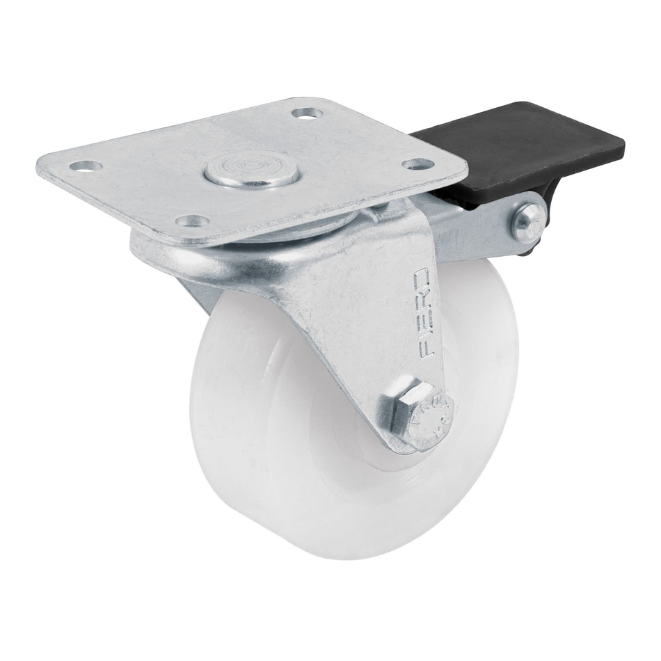 Rodaja de polietileno placa giratoria con freno FIERO 2-1/2"