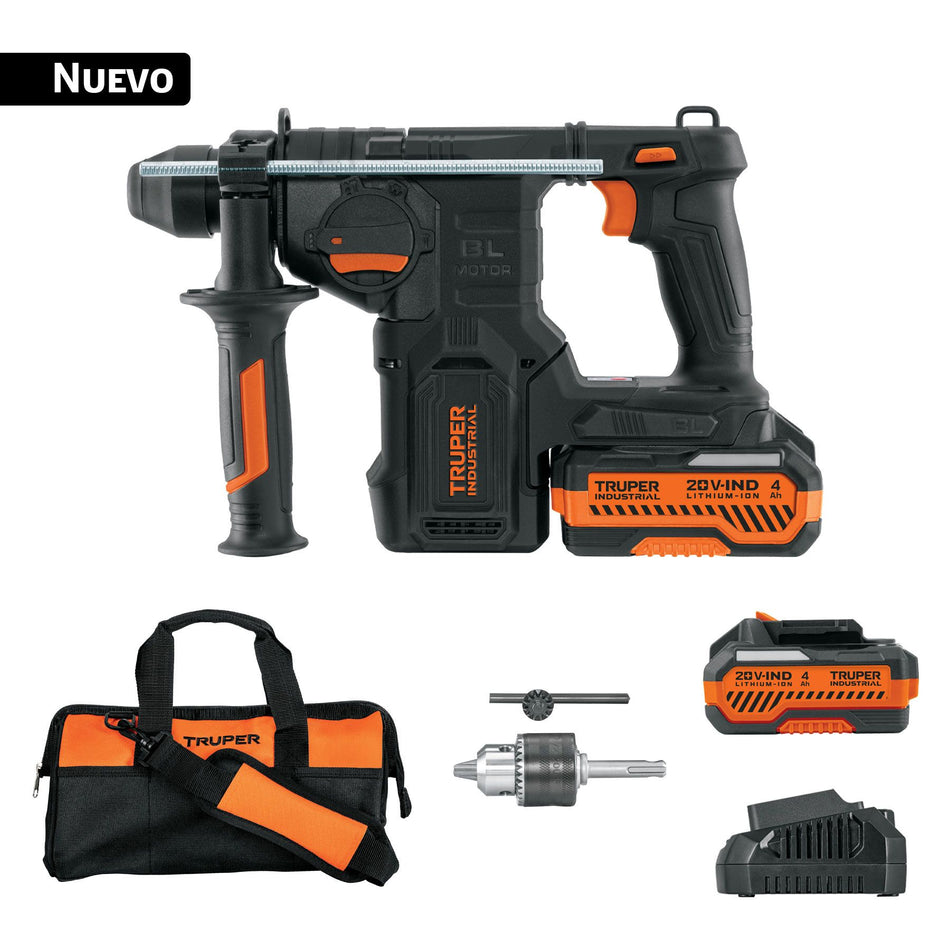Rotomartillo SDS Plus/destornillador 20V,2.2J,2 baterías 4Ah