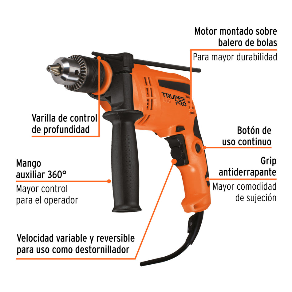 Rotomartillo 1/2', 600W, TRUPER PRO 1/2', 600W