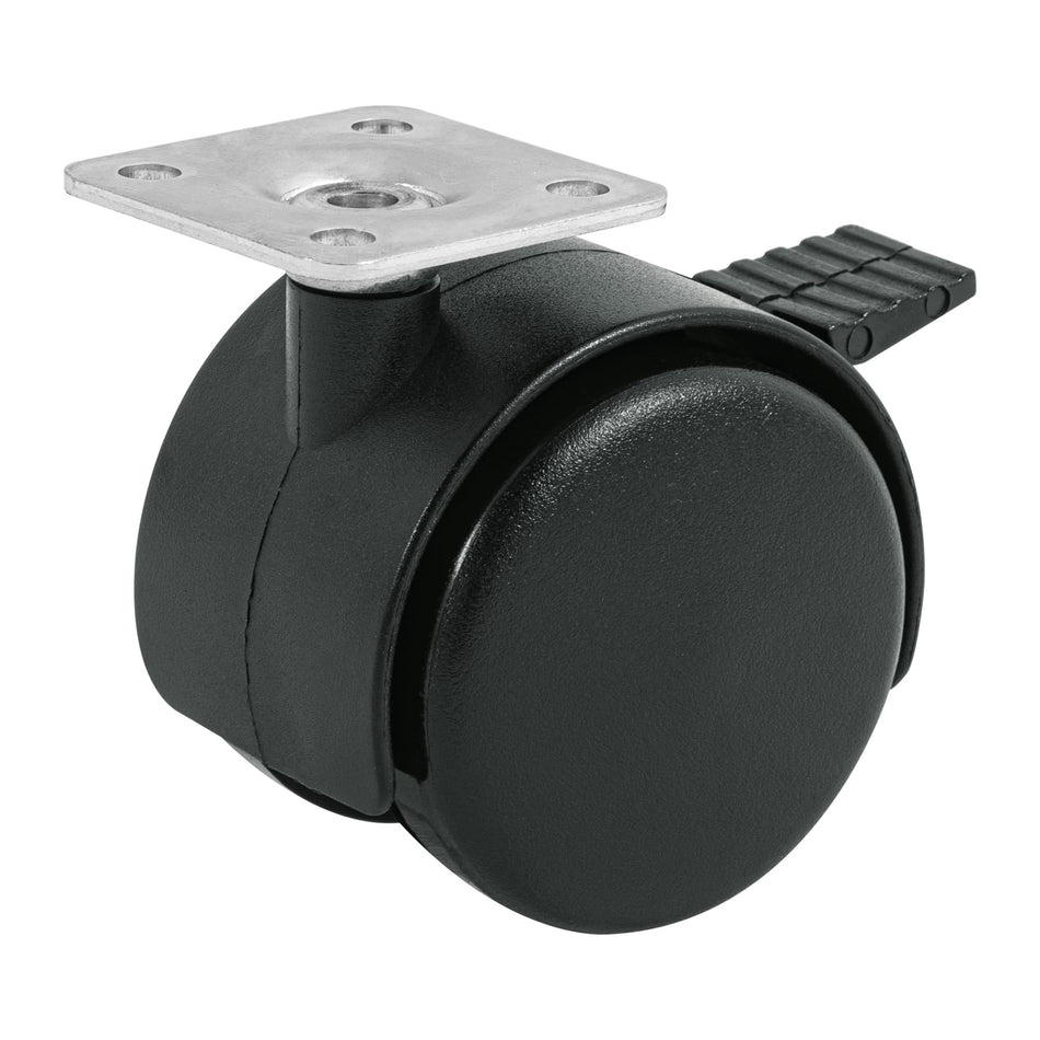 Rodaja tipo yoyo de con placa con freno FIERO 50 mm