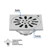 Resumidero cuadrado 4 x 4" laton cromo FOSET AQUA 4 x 4"