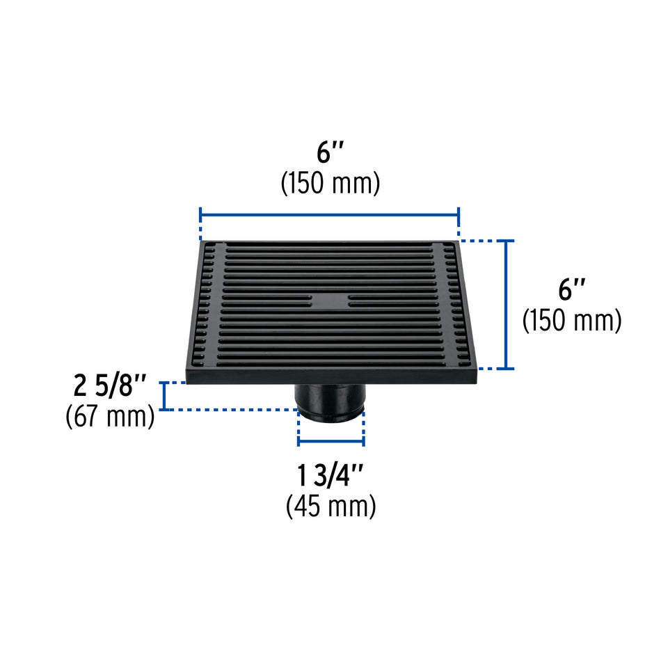 Resumidero cuadrado 6 x 6" laton negro FOSET RIVIERA