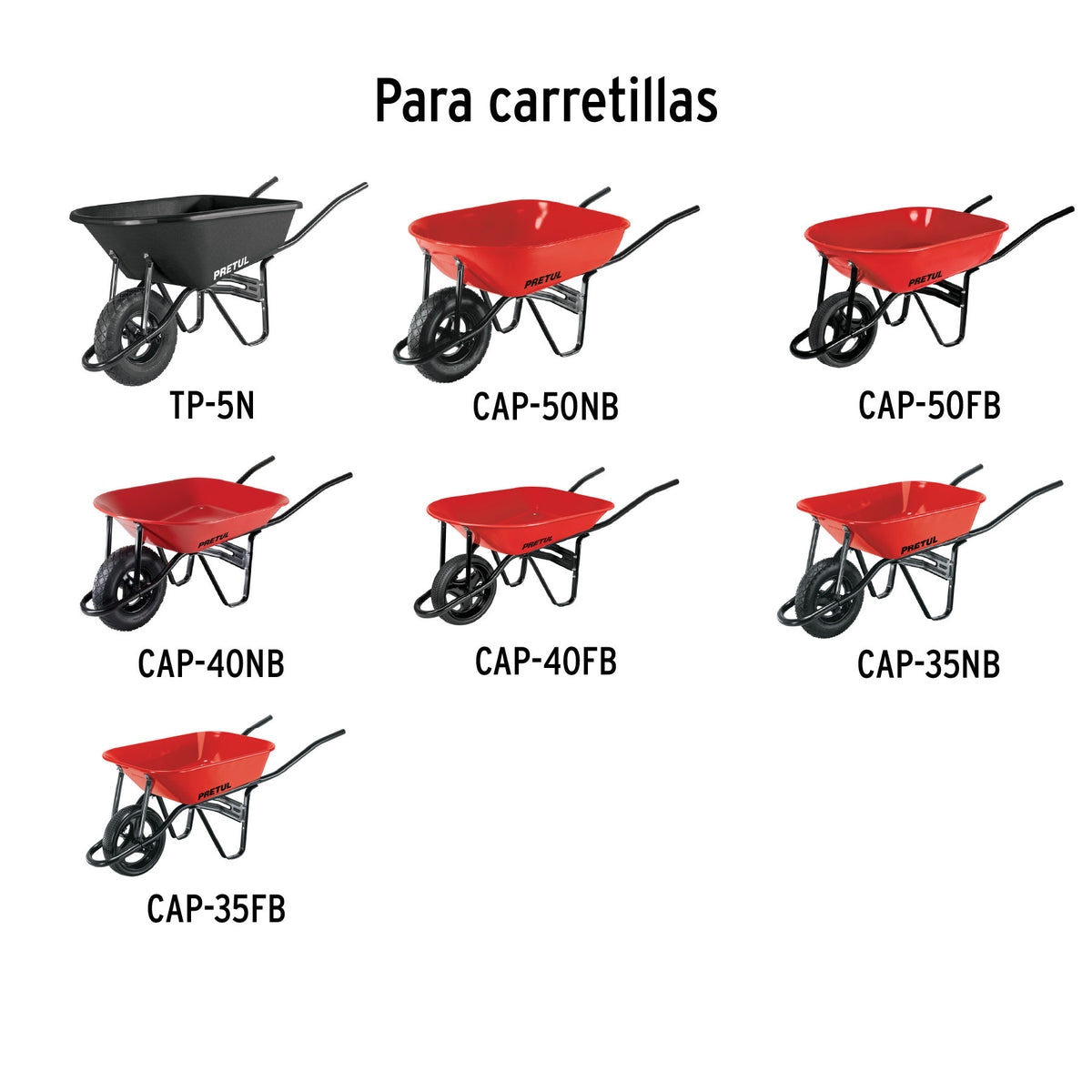 Puente 350 kg para carretillas concha roja y plástica PRETUL