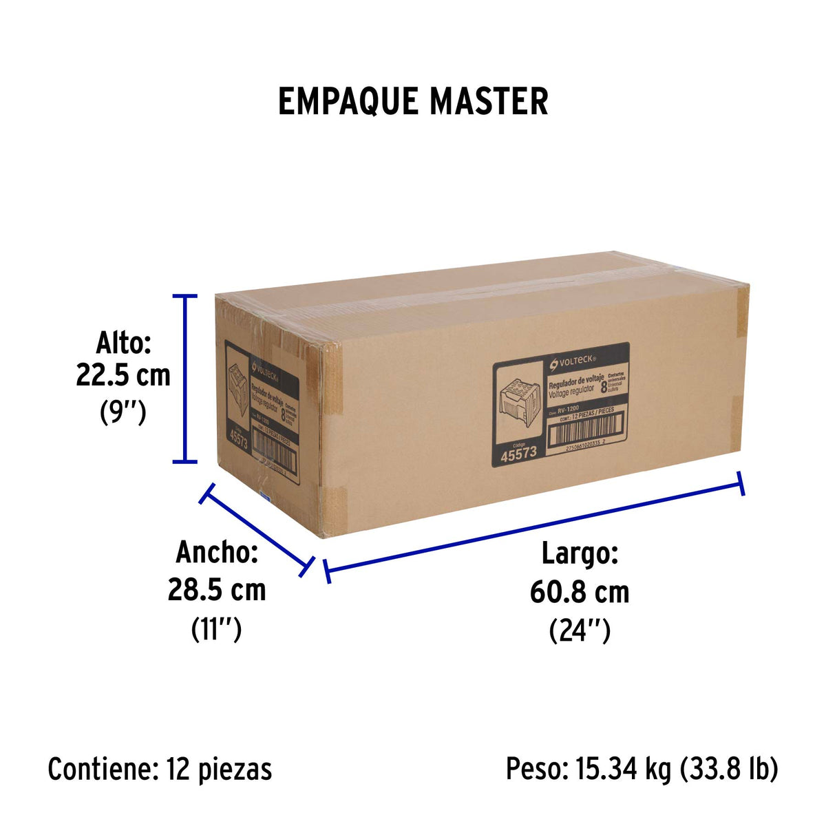 Regulador de voltaje de 1200 VA / 600 W 8 contactos Volteck