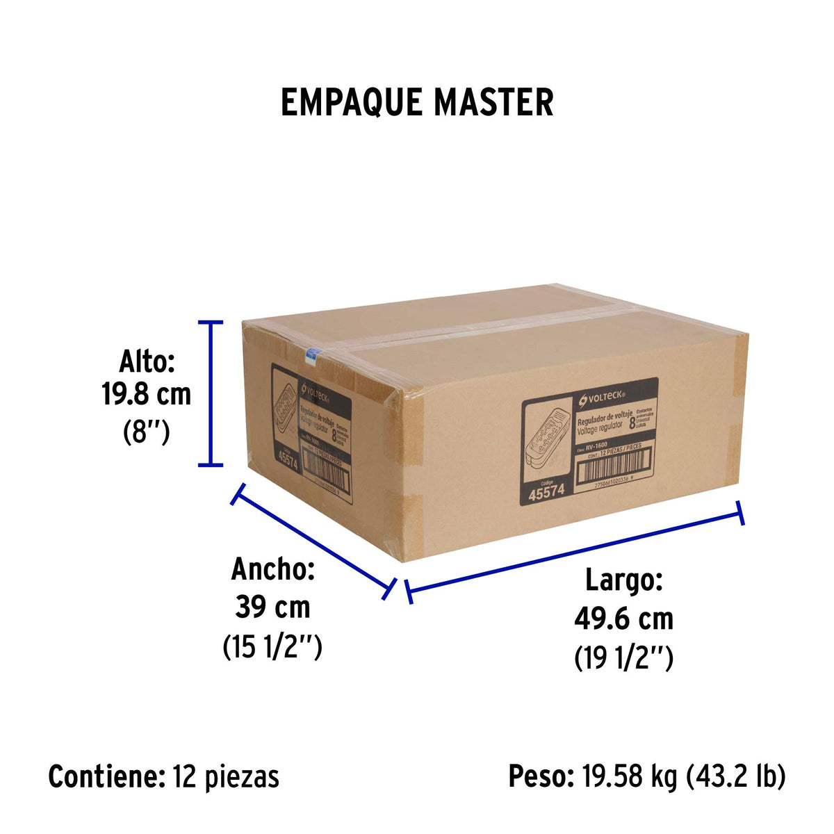 Regulador de voltaje de 1600 VA / 800 W 8 contactos Volteck