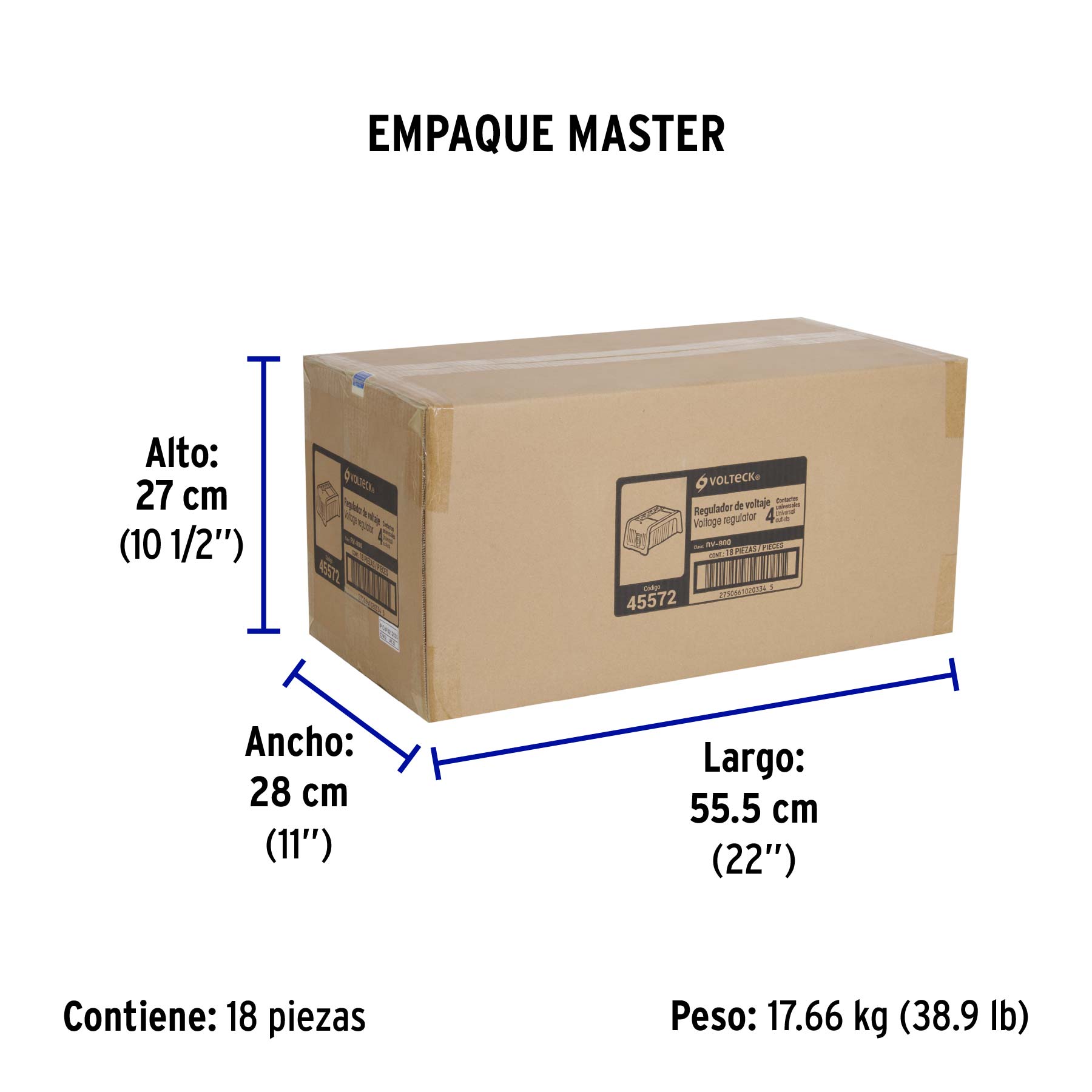 Regulador de voltaje de 800 VA / 400 W 4 contactos Volteck