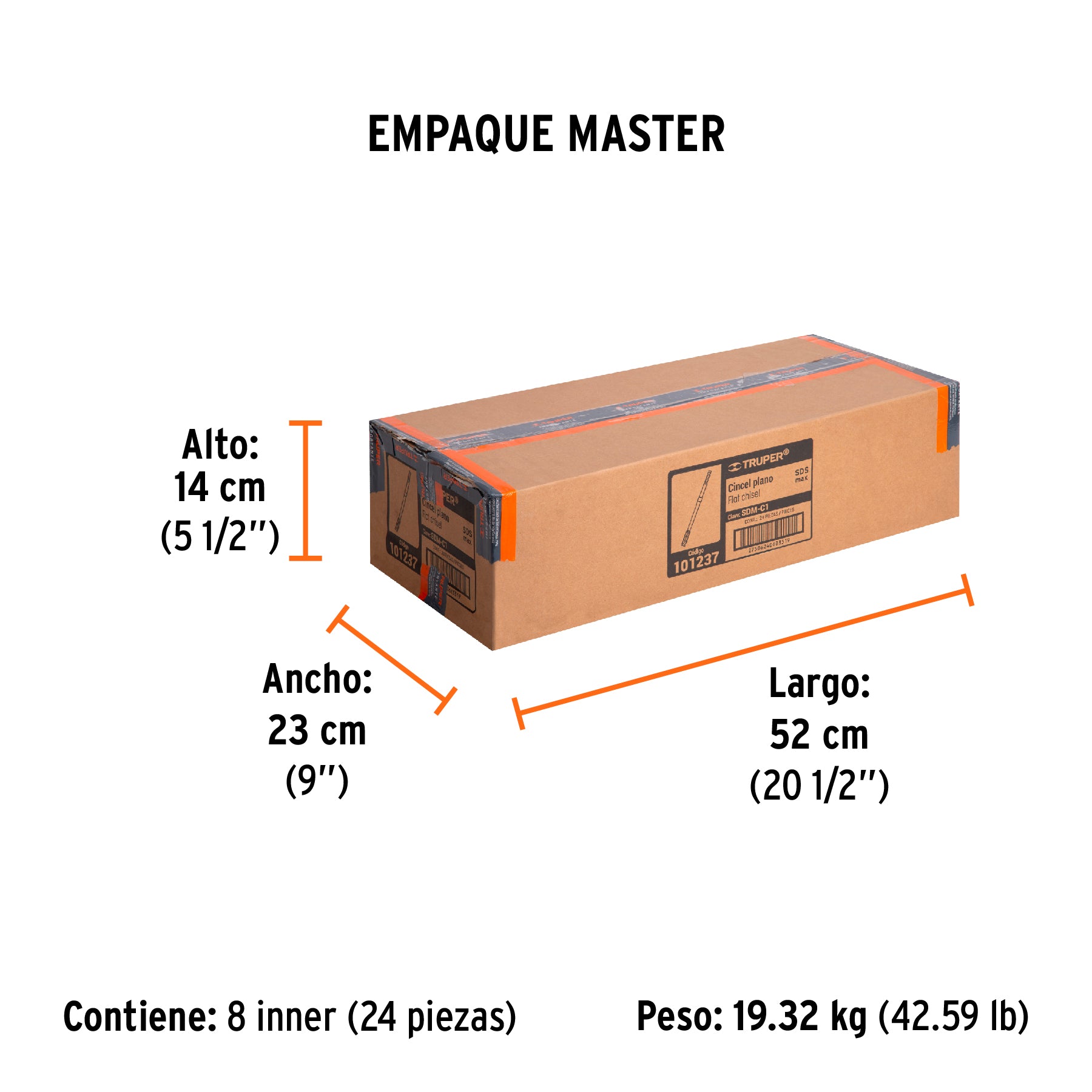 Cincel plano SDS max 1" x 16" Truper