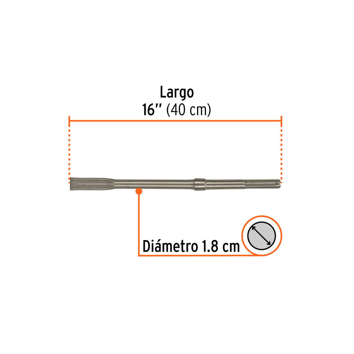 Cincel plano SDS max 1" x 16" Truper
