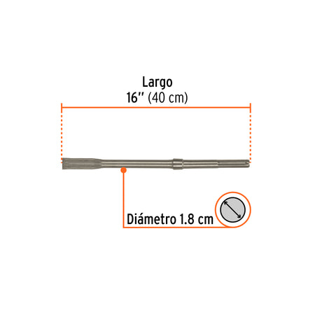 Cincel plano SDS max 1" x 16" Truper