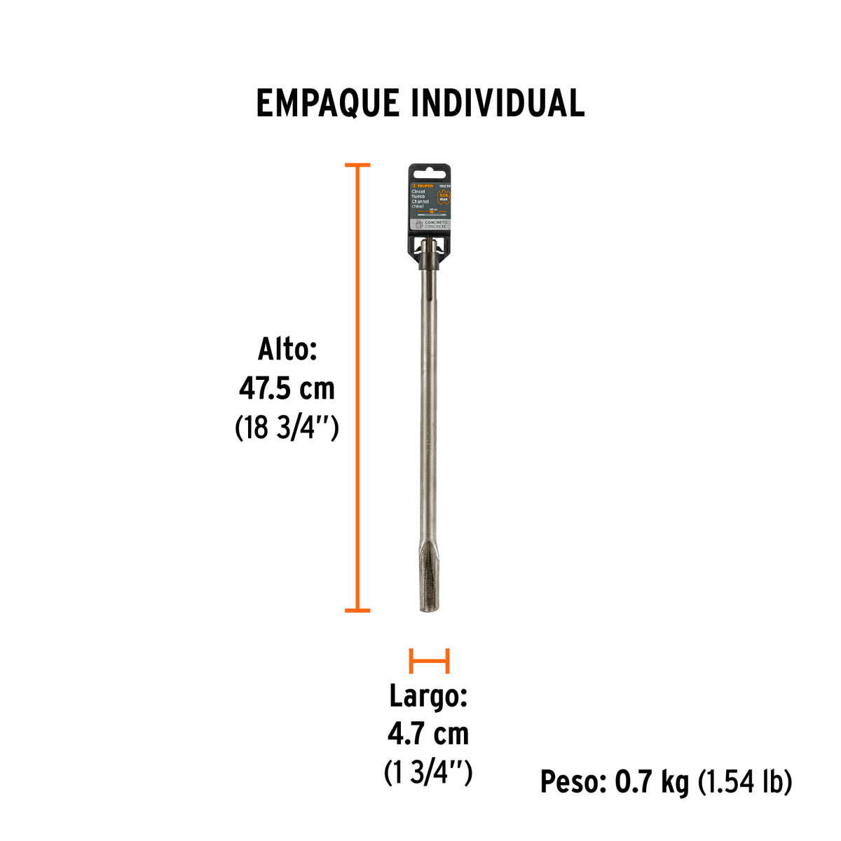 Cincel hueco para acanalado SDS max 7/8" x 16" Truper