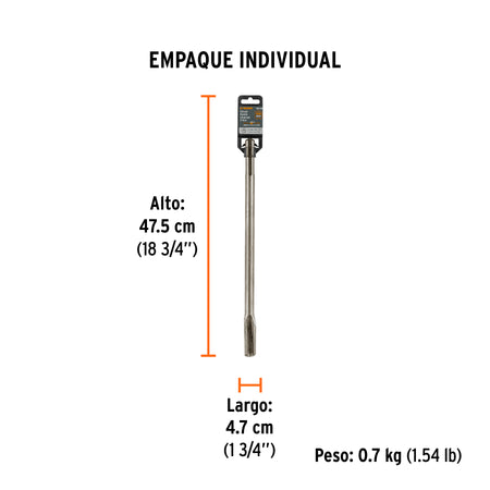 Cincel hueco para acanalado SDS max 7/8" x 16" Truper