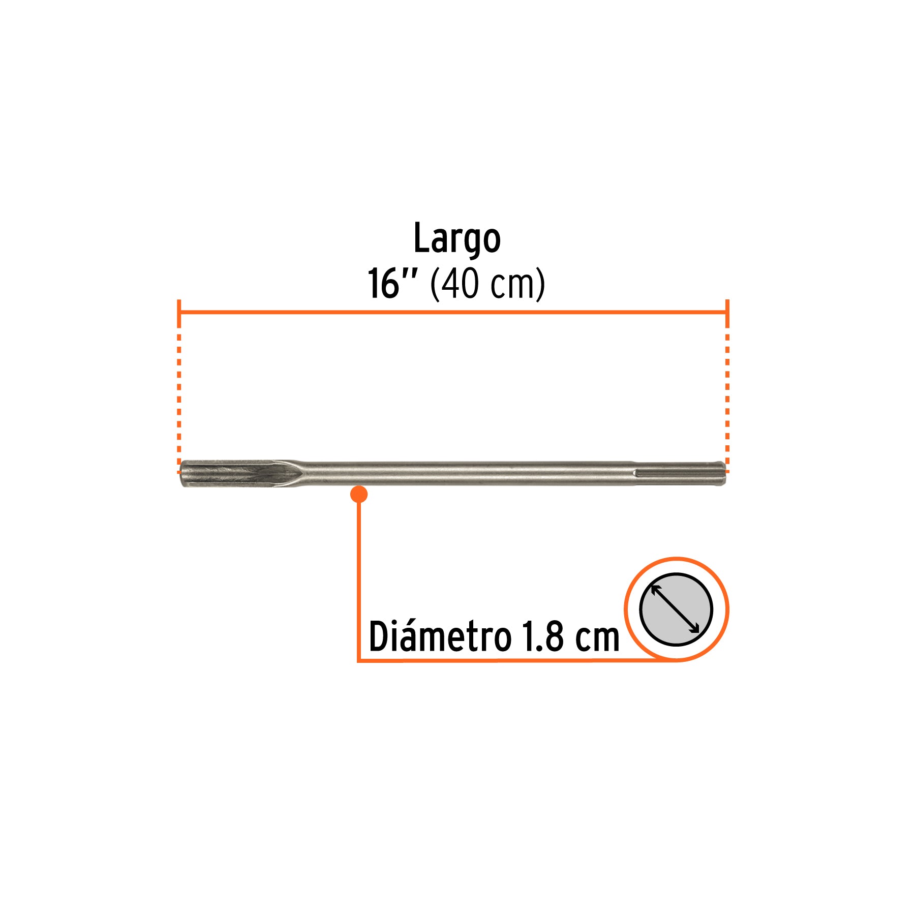 Cincel hueco para acanalado SDS max 7/8" x 16" Truper