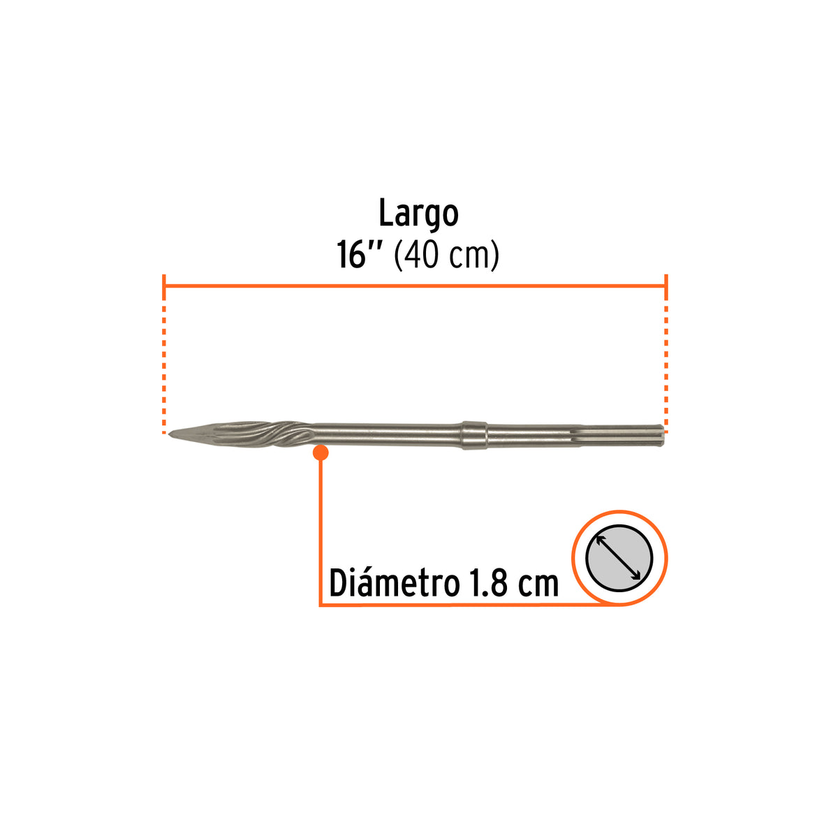 Cincel de punta SDS max de 16" Truper