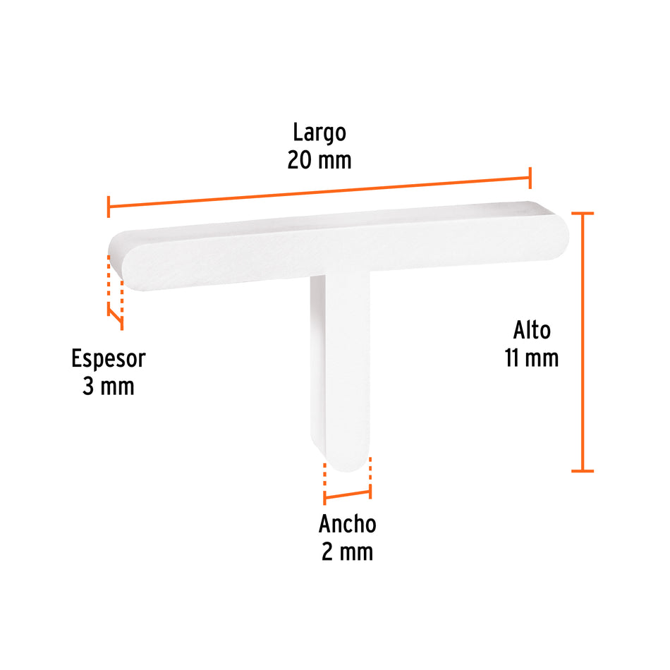 Bolsa con 200 separadores 'T' de 2 mm de losetas, TRUPER