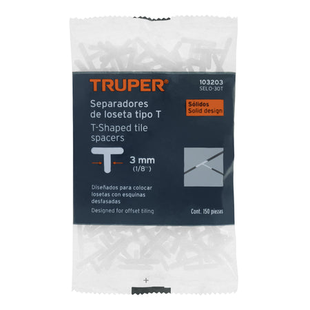 Bolsa con 150 separadores 'T' de 3 mm de losetas, TRUPER