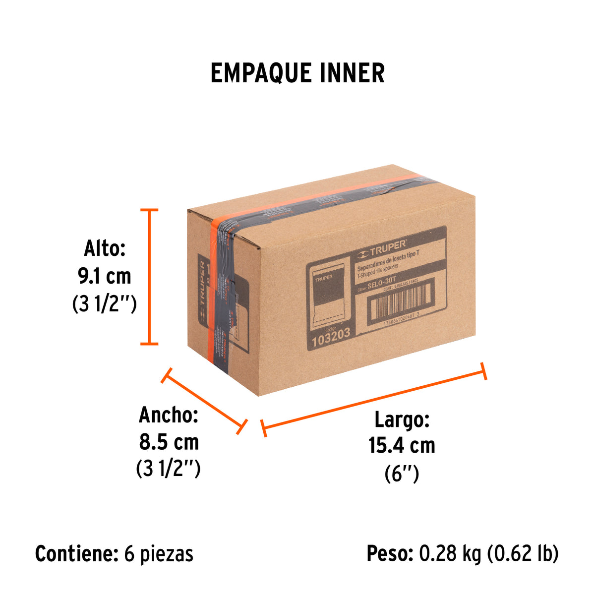 Bolsa con 150 separadores 'T' de 3 mm de losetas, TRUPER