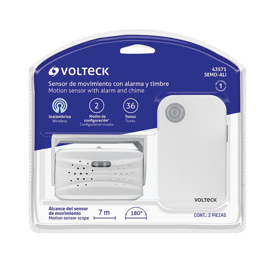 Sensor de movimiento con alarma y timbre inalámbrico