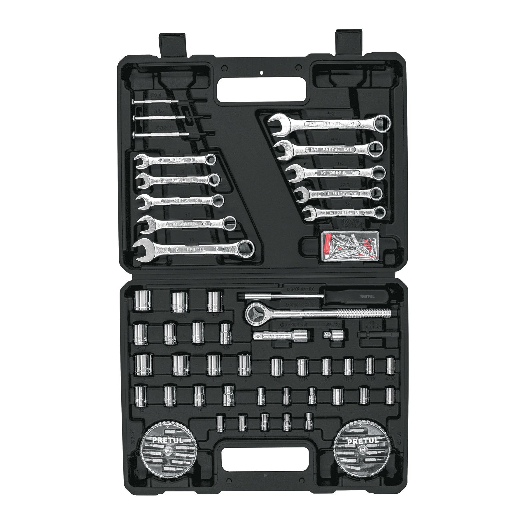 Juego de 71 herramientas 1/4" y 3/8" para mecanico Pretul