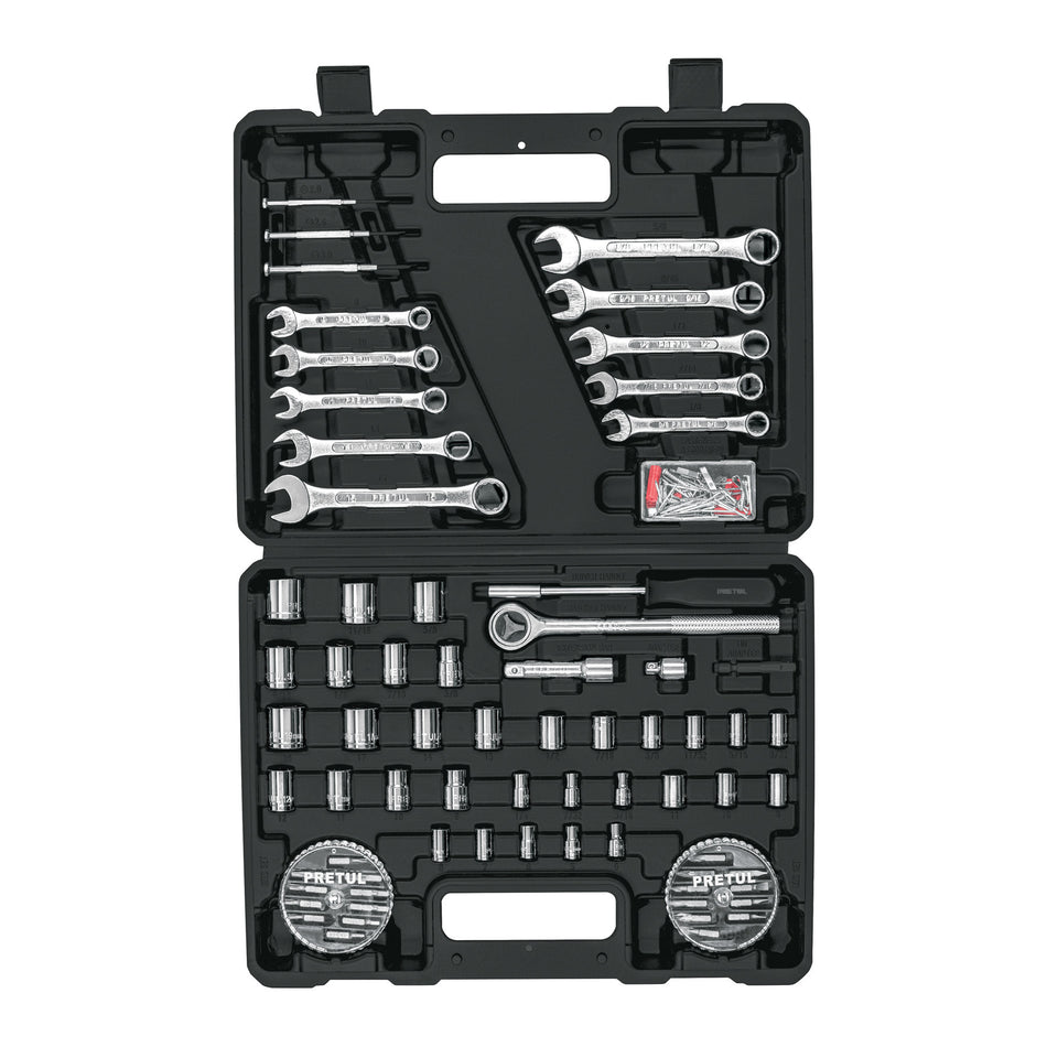 Juego de 71 herramientas 1/4" y 3/8" para mecanico Pretul