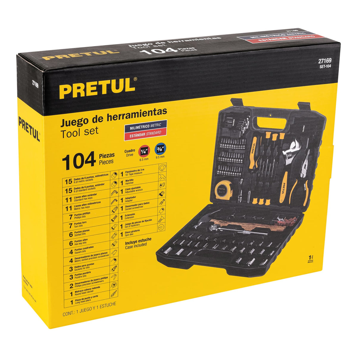 Juego de herramientas PRETUL 104 piezas
