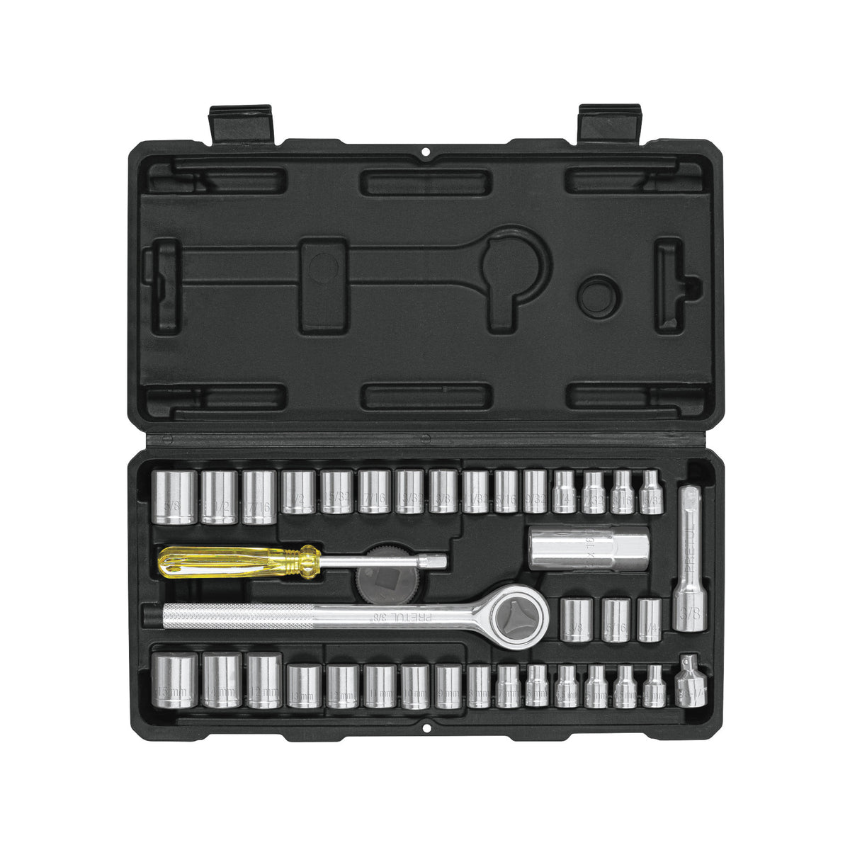 Juego de 39 herramientas 1/4" y 3/8" para mecanico Pretul