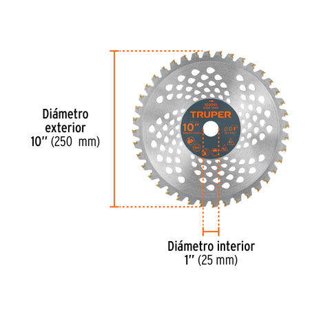 Disco sierra 10" para desbrozadoras 40 dientes TRUPER