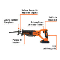 Sierra sable 20V 1 bateria 2Ah TRUPER PRO