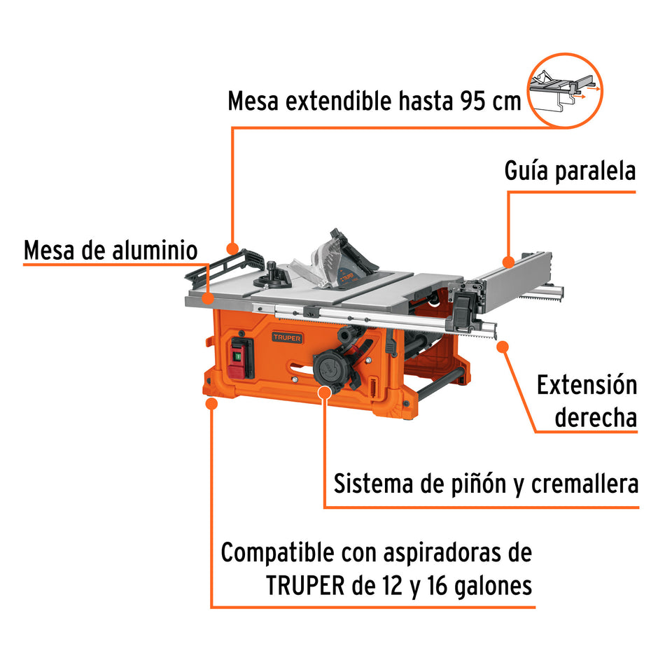 Sierra de mesa 10" 2-1/2 HP (1900 W) TRUPER